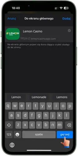 Lemon Kasyno – dodaj skrót na ekran główny