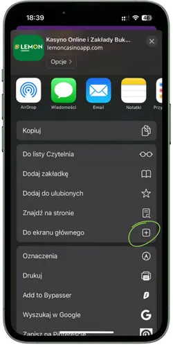 Lemon Kasyno – dodaj do ekranu głównego