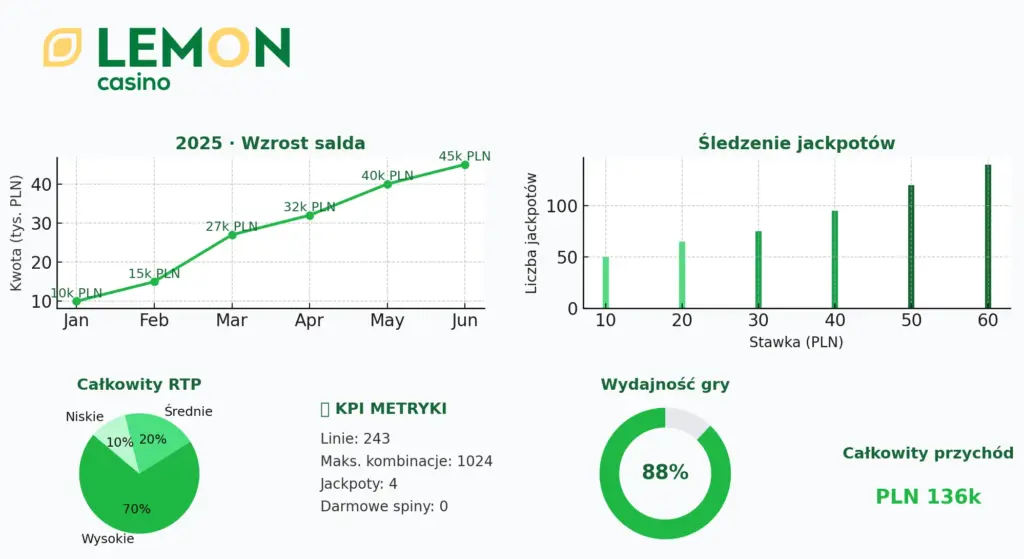 Statystyki wygranych i slotów w Lemon