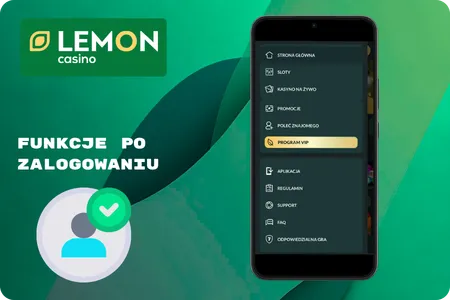Lemon Casino Funkcje dostępne po zalogowaniu 